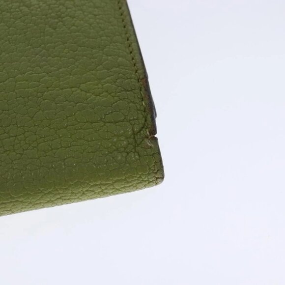 HERMES bean Souffl Wallet Leather Green Silver Auth bs18706 - Picture 8 of 14